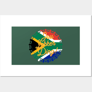 Jou Lekker Ding T-Shirt | Funny Bottle Cap South African Flag | Afrikaans Phrase | Ons Gaan Nou Braai Posters and Art